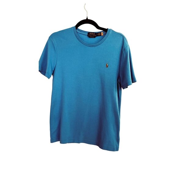 Polo Ralph Lauren Medium Blue Mens Slim Fit T-Shirt Crew Neck Mens Short Sleeve - Picture 4 of 10